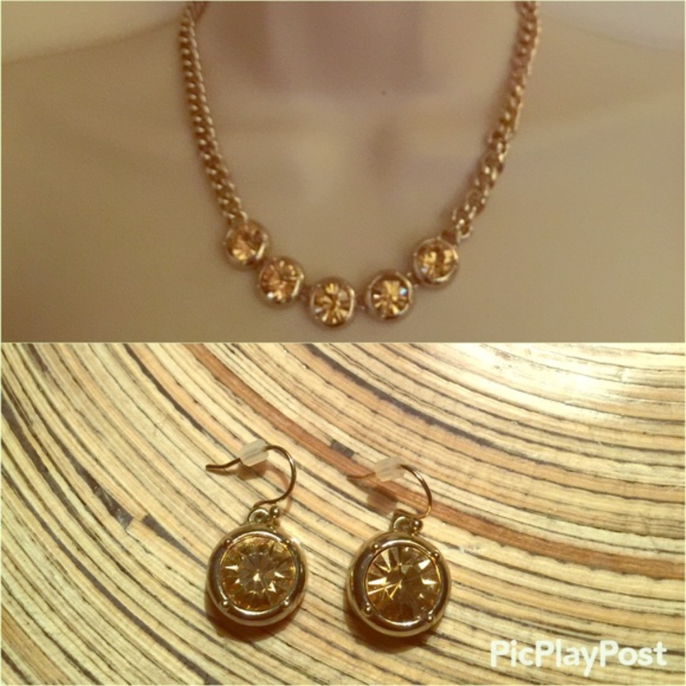 Yellow Stone Gold Necklace & Earrings Set